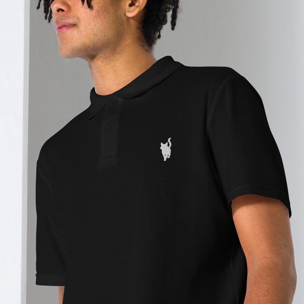 Polo noir ombre chat brodée en blanc Unisexe 50€ => 39.90 €
