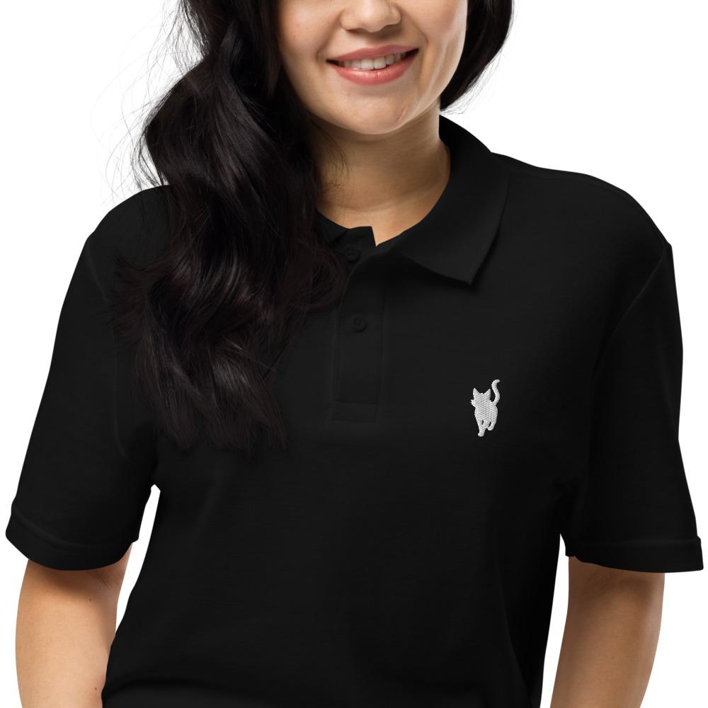 Polo noir ombre chat brodée en blanc Unisexe 50€ => 39.90 €